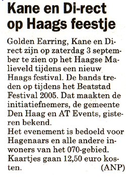 Beatstad 2005 Festival announcement Spits newspaper 2005